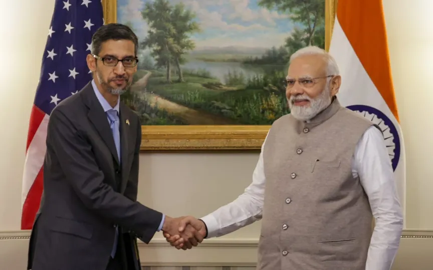 Prime Minister Narendra Modi interacted with CEO of Google and Alphabet Sundar Pichai discussed Google's plan to participate in expanding the electronics manufacturing ecosystem in India.