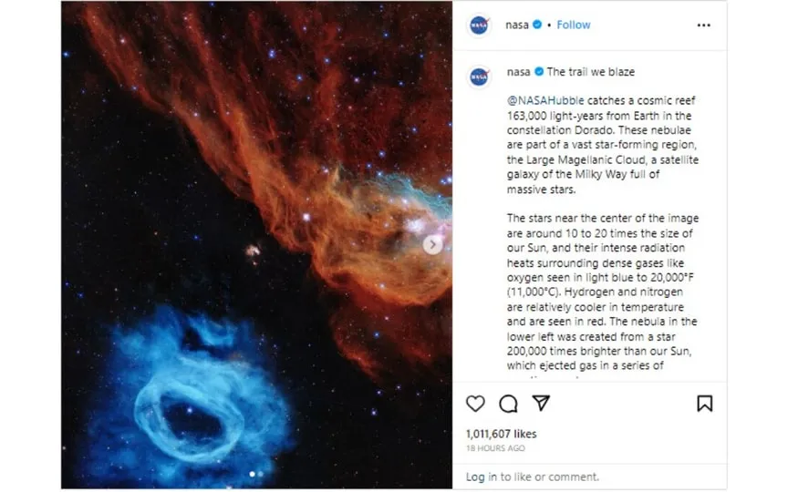 Take a glimpse of two red nebulas NGC 2014 and NGC 2020. (NASA/ Instagram)