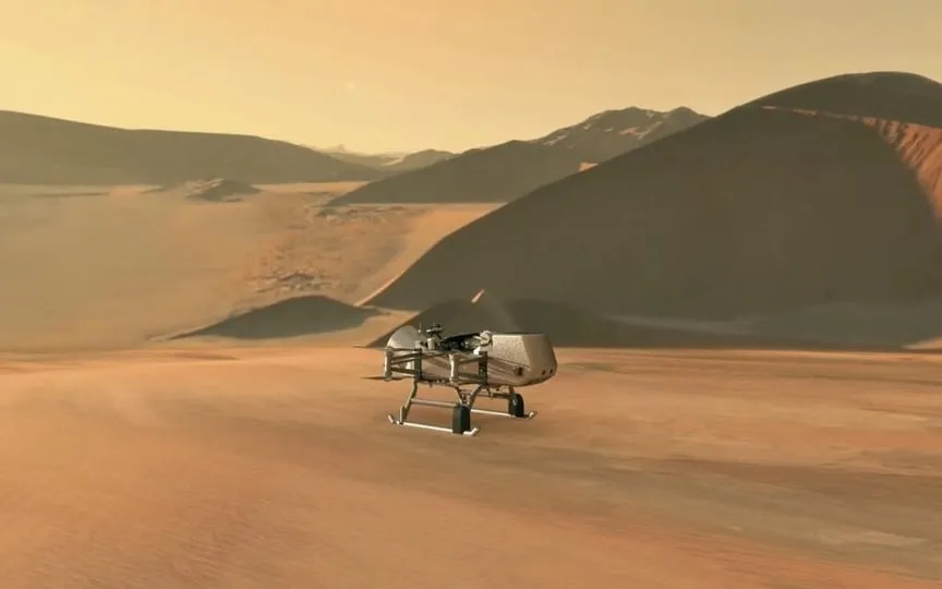 NASA's dragonfly mission: Pioneering craft to reveal Titan's secrets with a quadcopter drone. (NASA/JHU-APL)