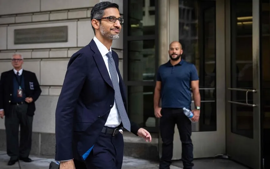 Google CEO Sundar Pichai began his testimony in the Washington courtroom by repeating the company's mission of making information "universally accessible and useful" to all. (AFP)
