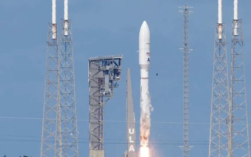 An Atlas 5 rocket with Amazon's Project Kuiper Protoflight spacecraft lifts off from Space Launch Complex-41 at Cape Canaveral Space Force Station in Cape Canaveral, Fla., Friday, Oct. 6, 2023. (AP)