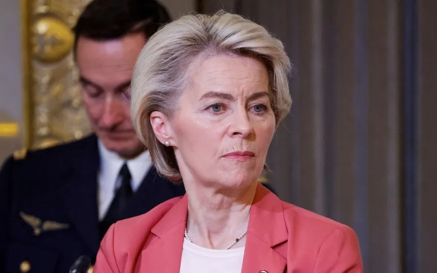 President of the European Commission Ursula von der Leyen looks on during an international humanitarian conference for civilians in Gaza, at the Elysee Presidential Palace, in Paris, France, on November 9, 2023. (REUTERS)