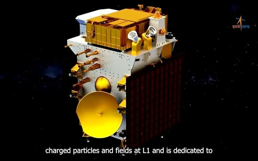 Aditya-L1 spacecraft embarks on a mission to decode solar mysteries, equipped with advanced instruments to observe the Sun and measure high-energy particles. (ISRO Facebook)