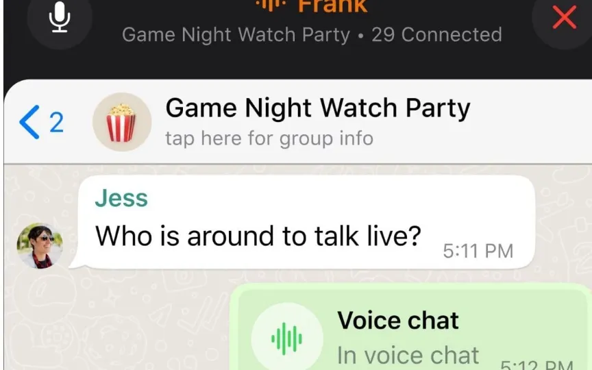 The voice chat feature for large groups is available after installing the latest versions of WhatsApp for iOS from the App Store and WhatsApp for Android from the Google Play Store.