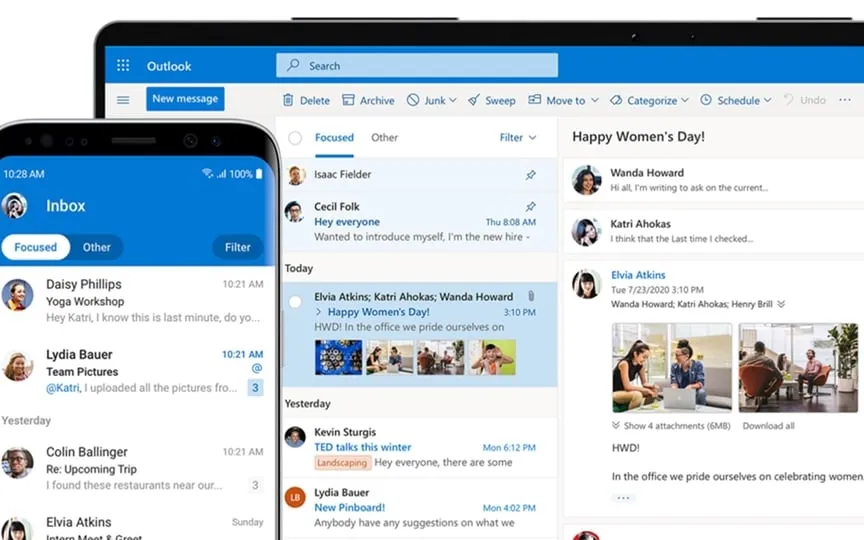 Outlook Lite features voice typing, transliteration, and reading emails in regional languages. (Microsoft)