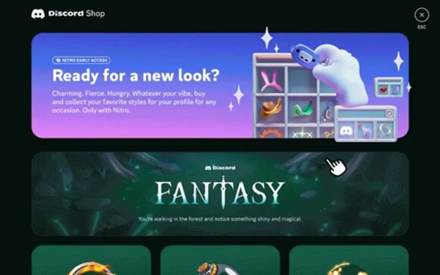 Discord Shop is now available for all users to purchase virtual items to customize their profiles and avatars. (Discord)