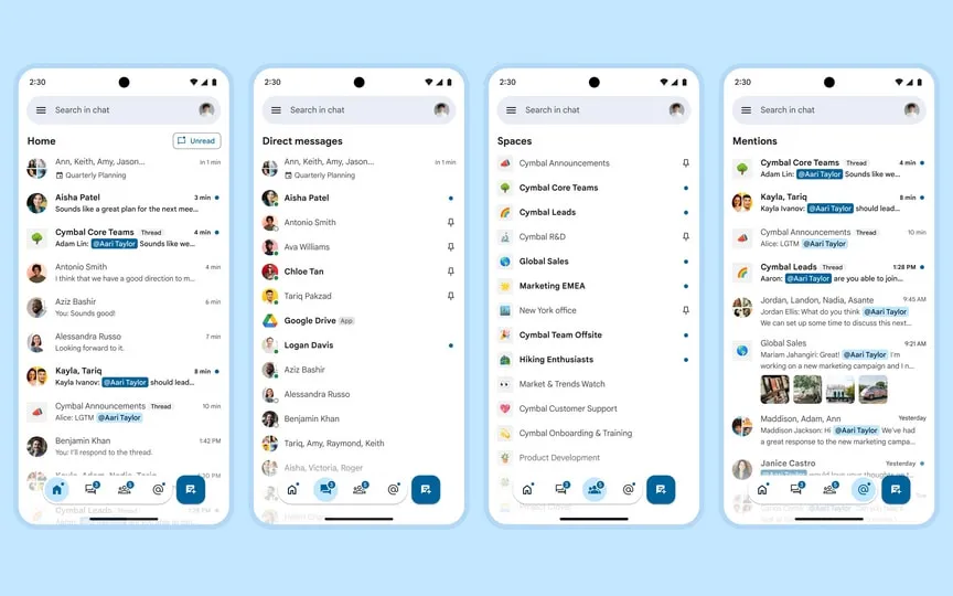 Google enhances user experience with a redesigned Chat app, introducing a streamlined navigation bar and improved layout. (Google)