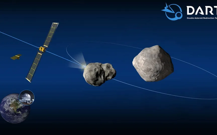 The research paper by Melamed and Heinsheimer introduces a concept of material ejection to gradually alter an asteroid's trajectory unlike NASA's Double Asteroid Redirection Test (DART). (NASA/Johns Hopkins Applied Physics Lab)