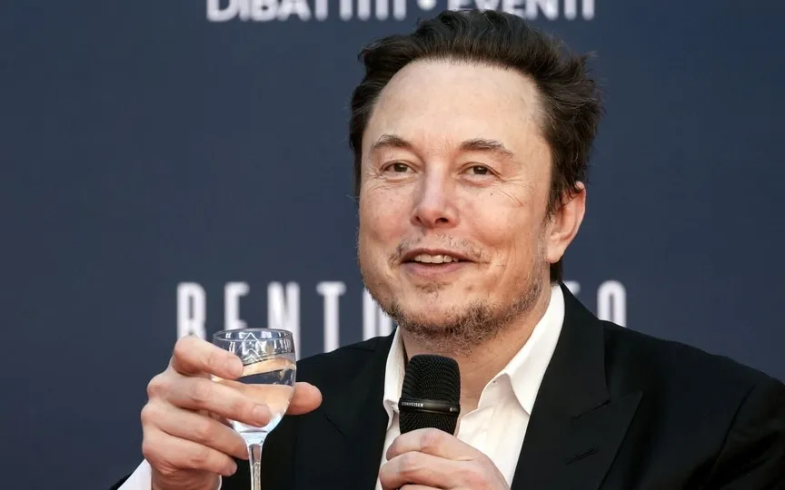 Elon Musk, chief executive officer of Tesla Inc., speaks at the Atreju convention in Rome, Italy, on Saturday, Dec. 16, 2023. (Bloomberg)