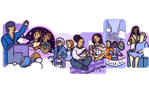 Tech giant Google on Wednesday celebrated International Women's Day with a doodle that illustrates various ways women support each other.