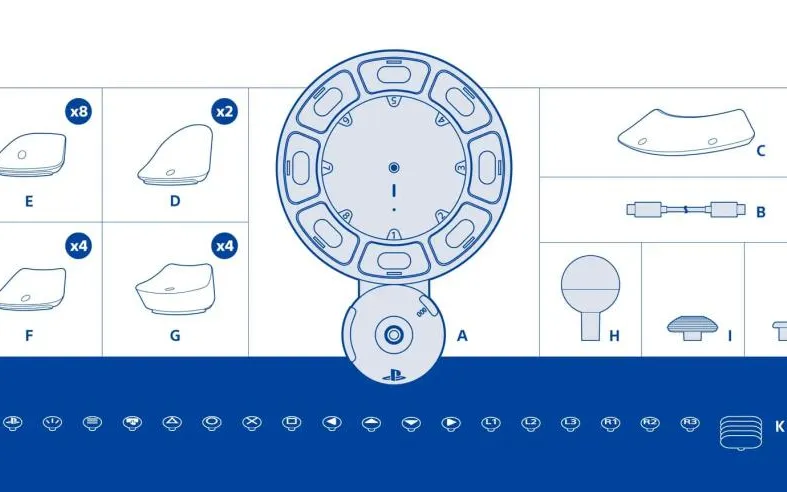 The highly customizable Access controller comes with several button and stick caps.