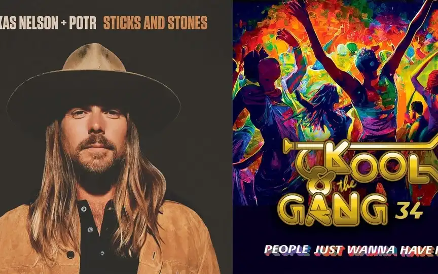This combination of album covers shows “Sticks and Stones" by Lukas Nelson, left, and "“People Just Wanna Have Fun" by Kool & The Gang. (AP)