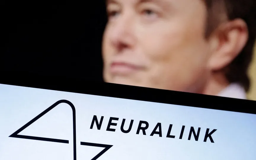 Neuralink logo and Elon Musk silhouette are seen in this illustration taken, December 19, 2022. (REUTERS)
