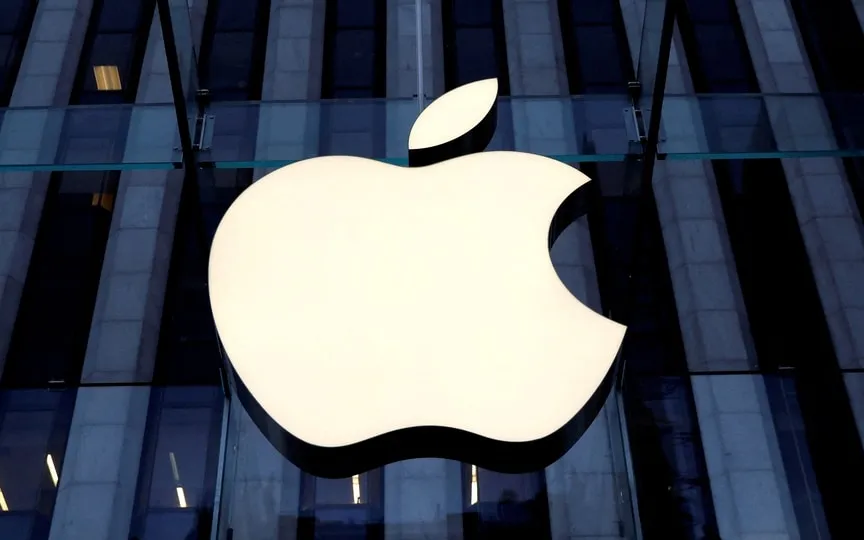 The Apple Inc. logo is seen hanging at the entrance to the Apple store on 5th Avenue in Manhattan, New York, U.S. (REUTERS)