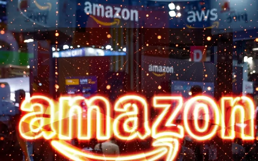 The logo of Amazon is seen at the Viva Technology conference dedicated to innovation and startups at Porte de Versailles exhibition center in Paris, France, (REUTERS)