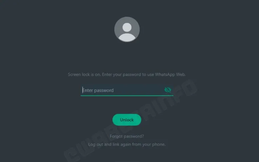 WhatsApp Web is locked using the screen lock feature. It prompts for a password to access your conversation list.