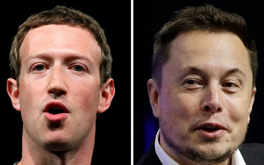 This combo of file images shows Facebook CEO Mark Zuckerberg, left, and Tesla and SpaceX CEO Elon Musk. (AP)