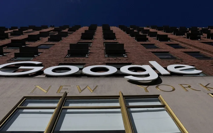 A Google logo is seen at the Google offices in the Chelsea section of New York City, U.S., January 20, 2023. (REUTERS)