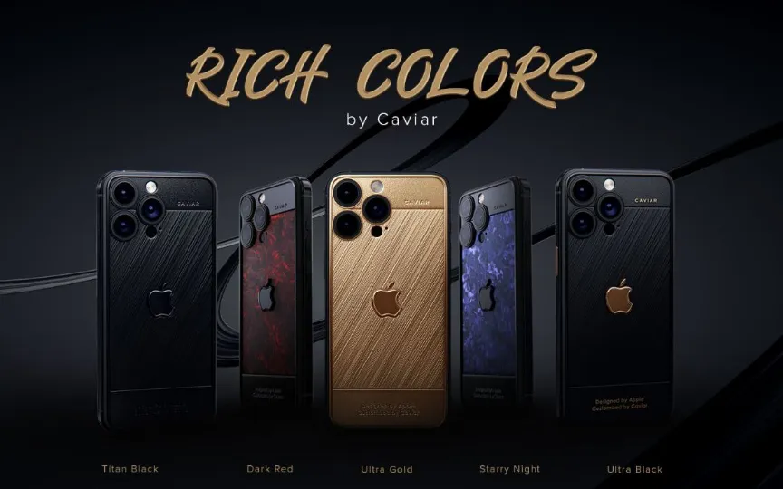 Caviar has unveiled a collection of five new special editions for the iPhone 15 Pro, known as the 'Rich Colours'. These models, available in Ultra Black, Dark Red, Starry Night, Ultra Gold, and Titan Black, start at Rs 6 lakh.