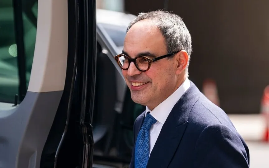 Jonathan Kanter exits federal court in Washington, DC, on Sept. 12. (Bloomberg)