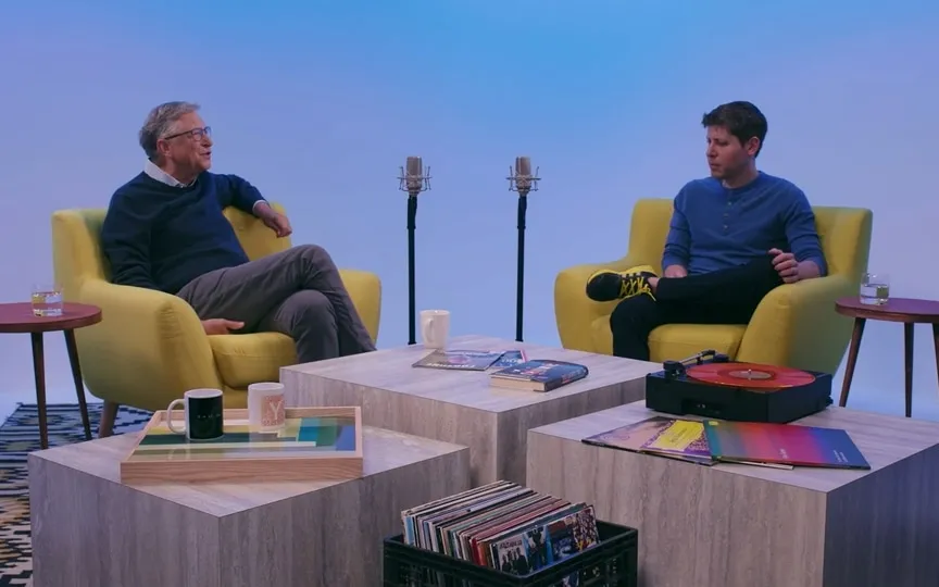 OpenAI CEO Sam Altman in a conversation with Microsoft co-founder Bill Gates on the Unconfuse Me with Bill Gates podcast. (YouTube (Bill Gates))