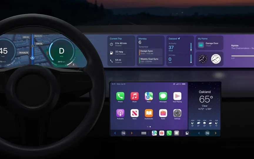 Apple introduced its next generation CarPlay in 2022 claiming to “fundamentally change the way people interact with their vehicles” with plans to deeply integrate CarPlay with a car’s hardware. (Apple)