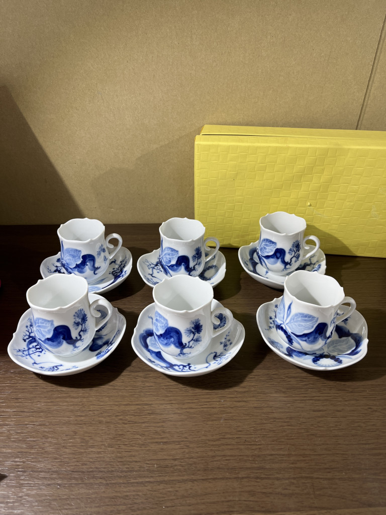 【数量限定低価】＊Meissen マイセン ブルーオーキッド デミタスカップ＆ソーサー 6客セット 洋食器 マイセン