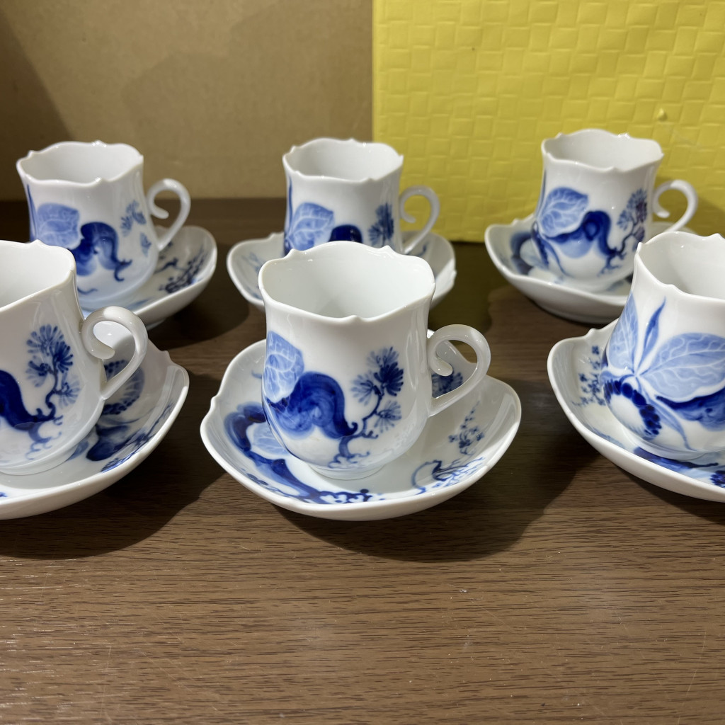 限定品得価＊Meissen マイセン ブルーオーキッド デミタスカップ＆ソーサー 6客セット 洋食器 マイセン