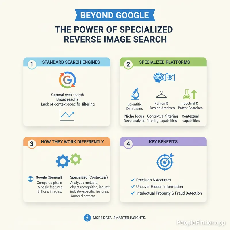 A grid of nine different reverse image search engine logos, with the PeopleFinder.app logo highlighted in the center, representing the best choice.