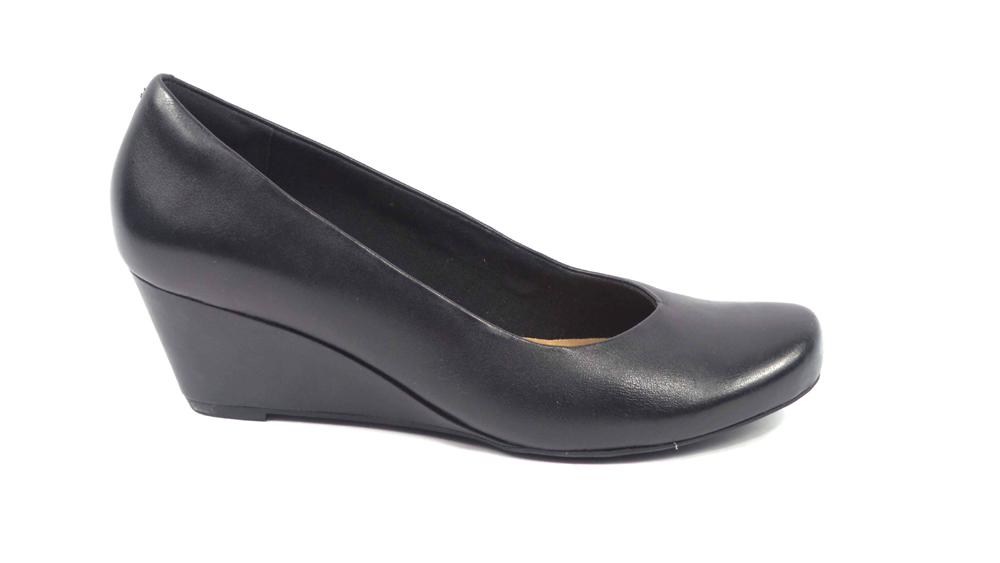 Clarks Collection Leather Wedge Pumps Flores Tulip Black Leather | Jender