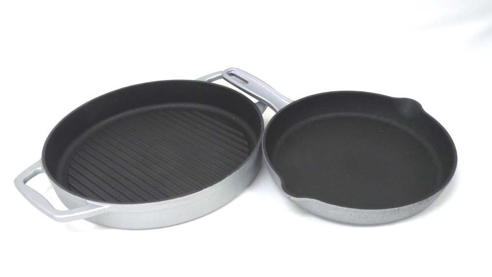 Cook's Essentials Nonstick Cast Iron 12 Grill & 10 Skillet