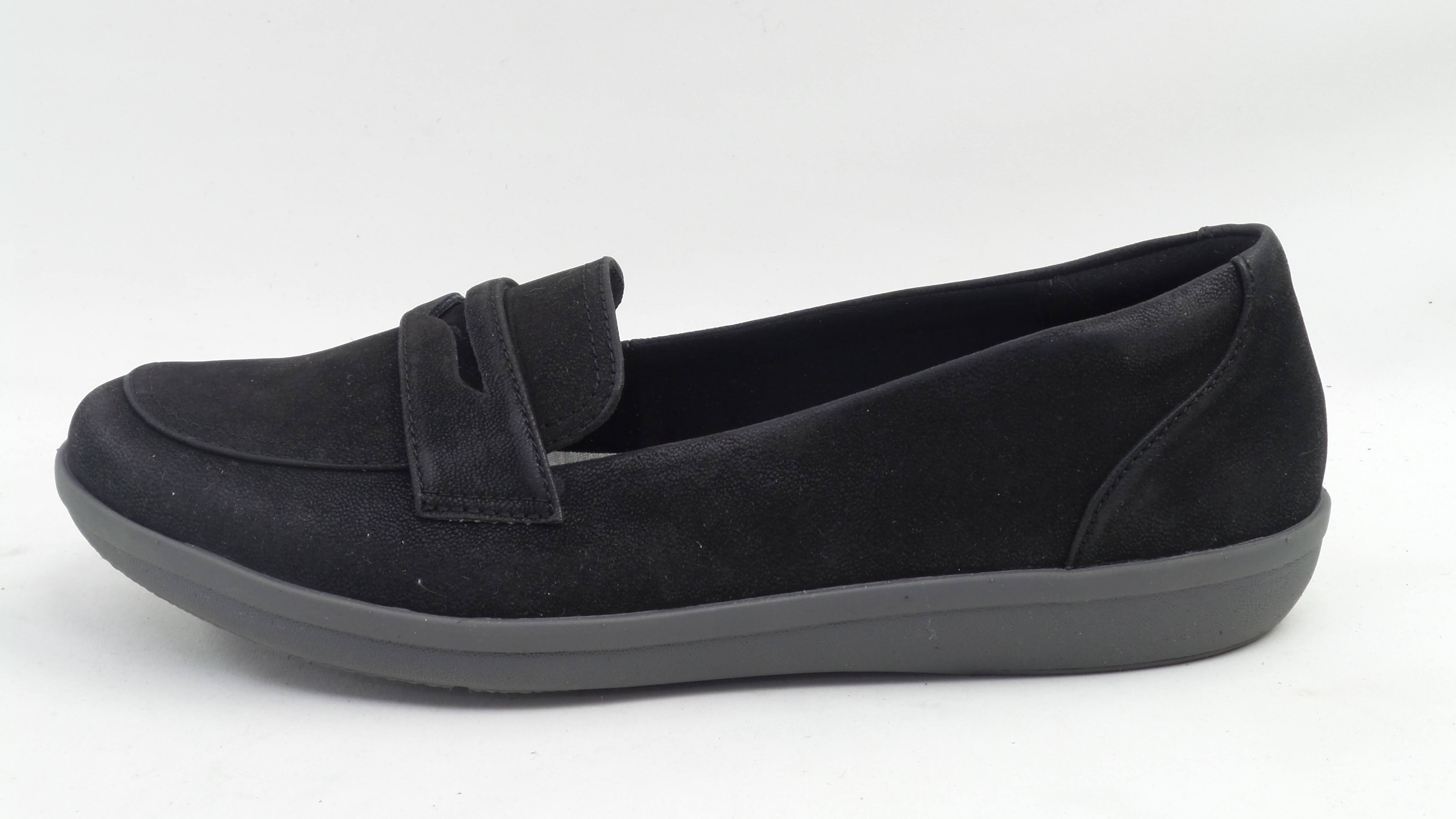 CLOUDSTEPPERS by Clarks Slip on Loafers Ayla Form Black Noir | eBay