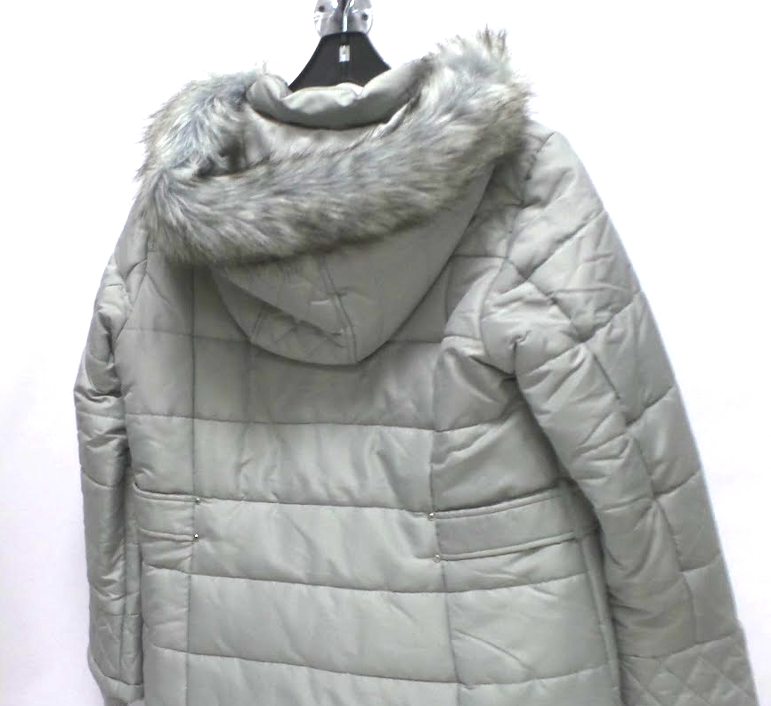 Susan Graver Quilted Puffer Jacket with Faux Fur Trimmed Hood Platinum ...