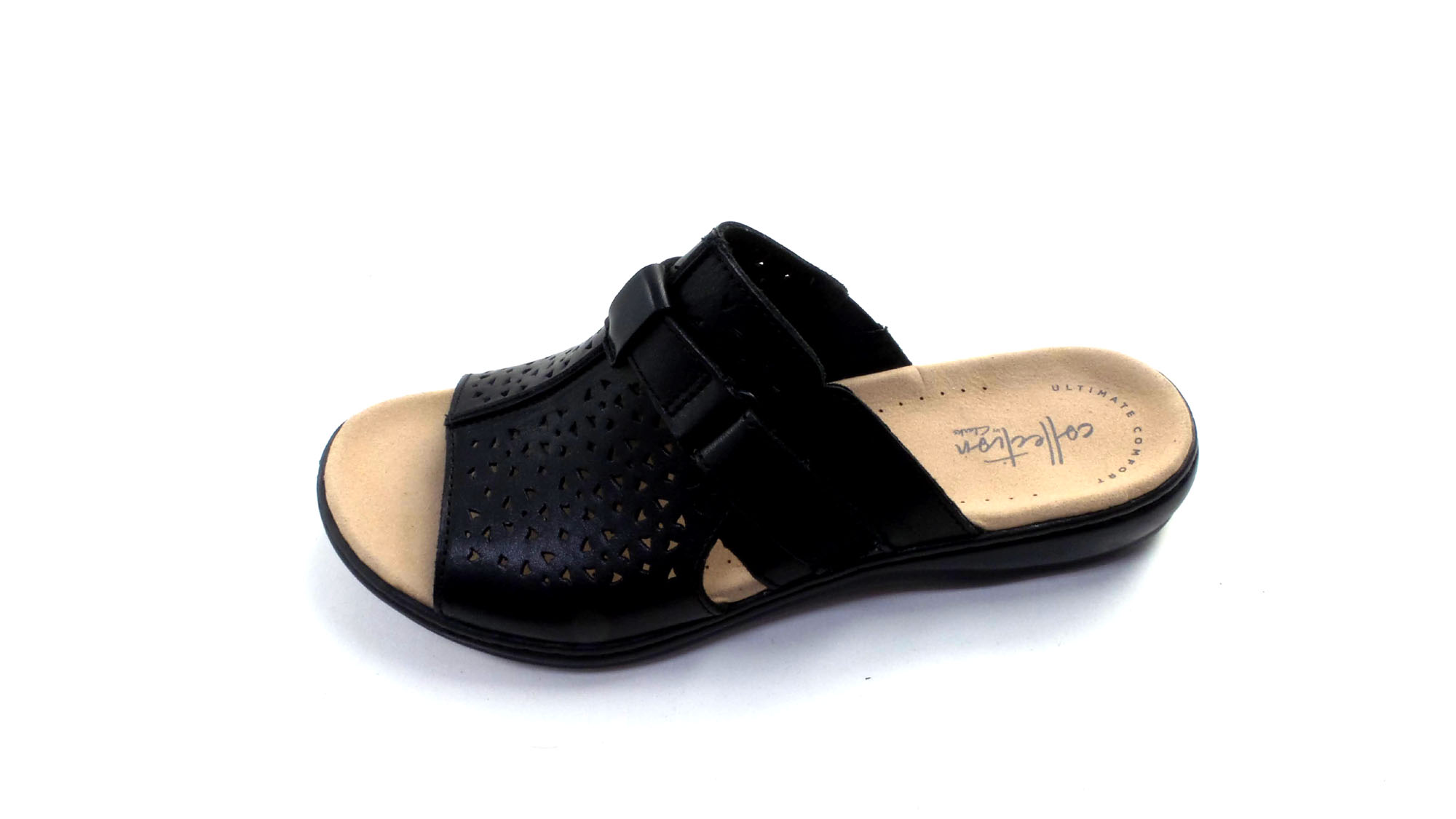 Clarks Collection Leather Slide Sandals Leisa Fox Black | eBay