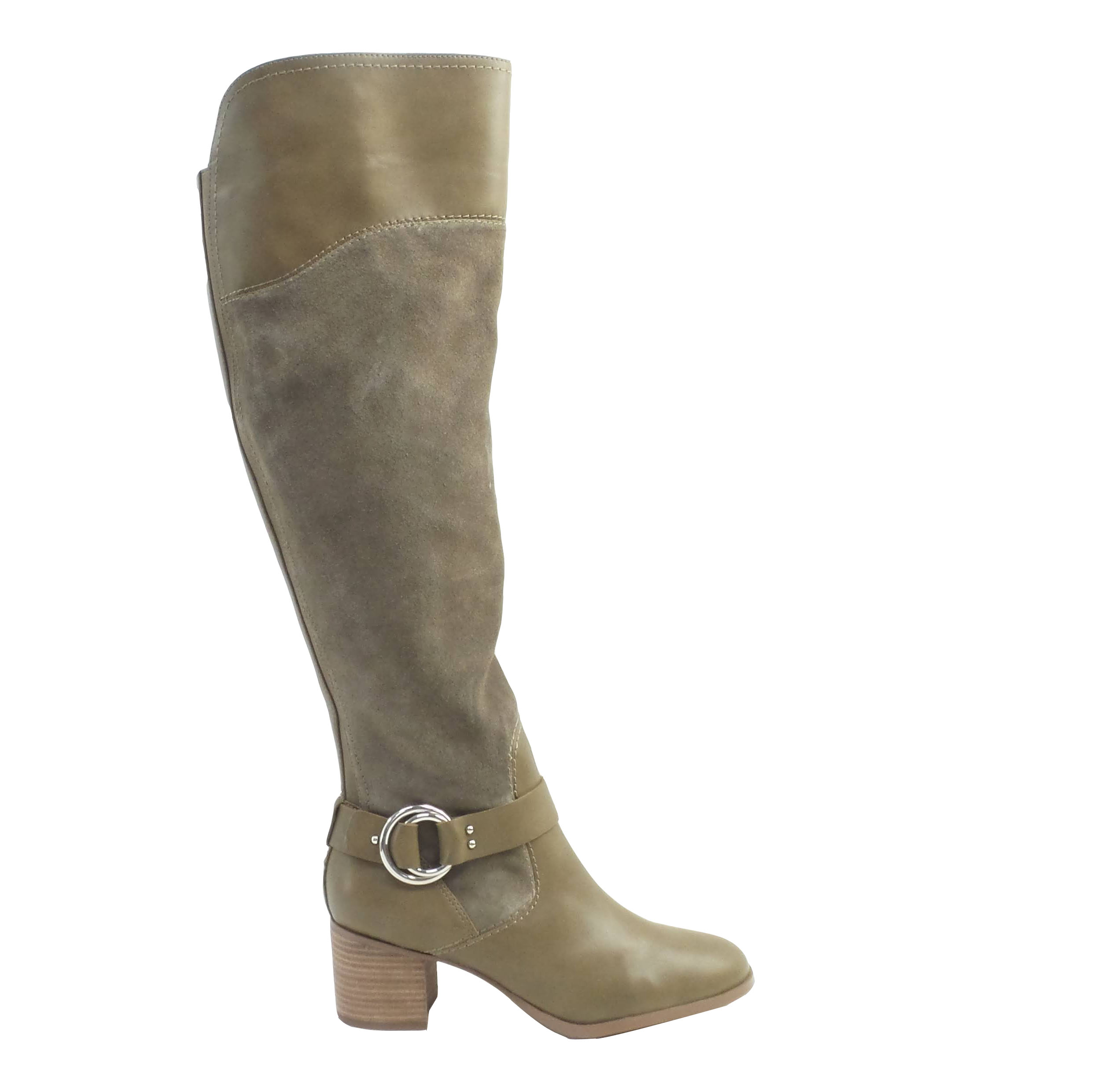 Marc Fisher Leather/Suede Wide Calf Over Knee Boots Editer Olive Taupe ...