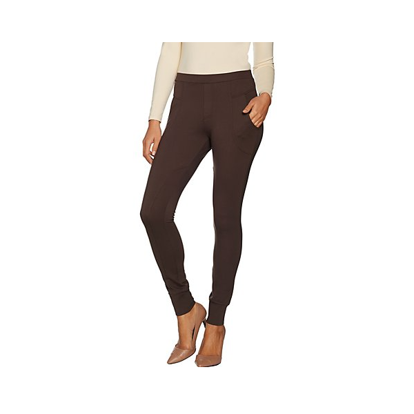 Du Jour Pull-On Ponte Knit Leggings with Pockets Merlot