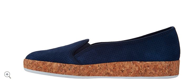 Isaac Mizrahi Live! Perforated Suede Slip-On Cork Sneakers Modern Navy