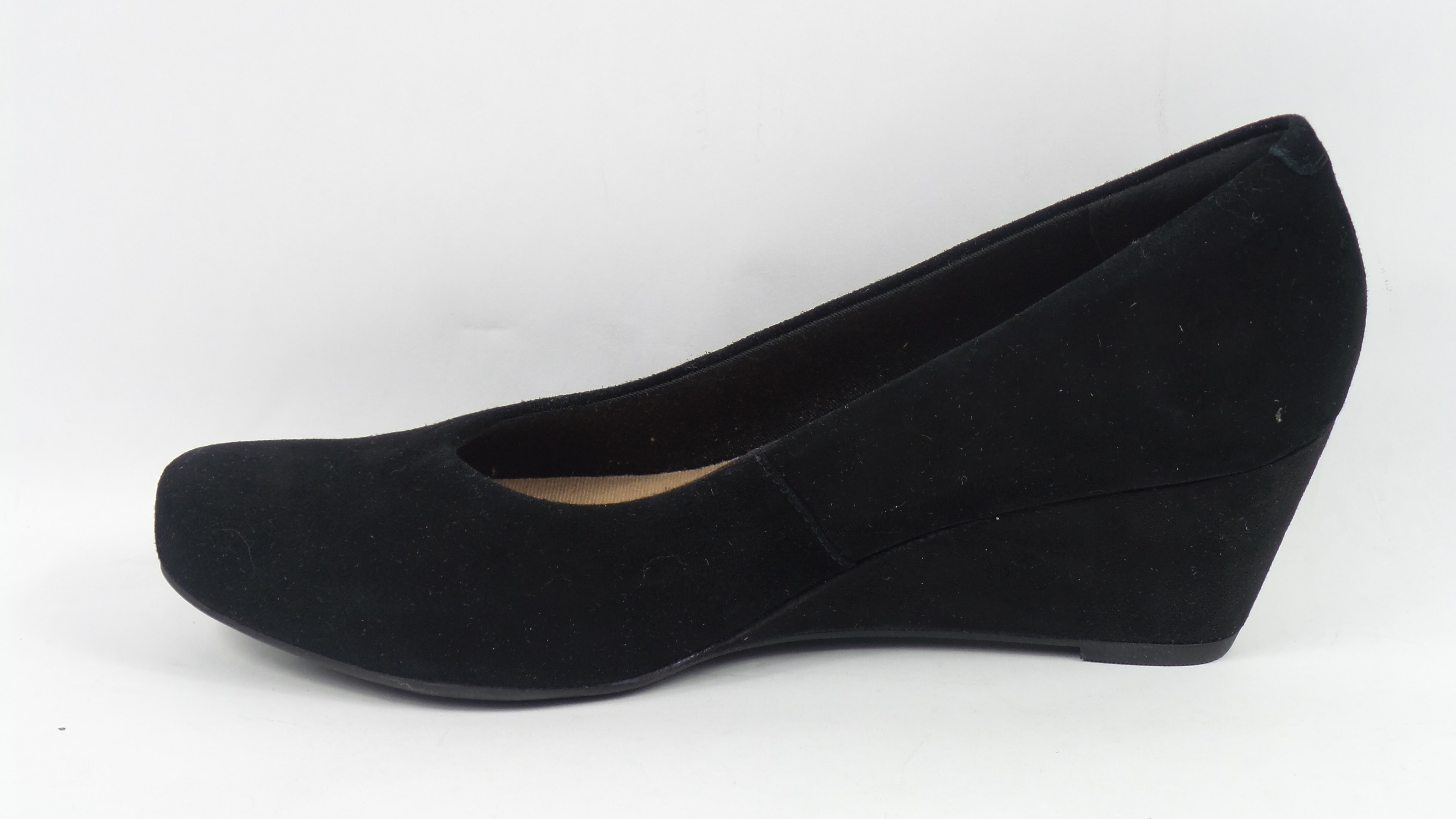 Clarks Collection Leather Wedge Pumps Flores Tulip Black Suede | eBay