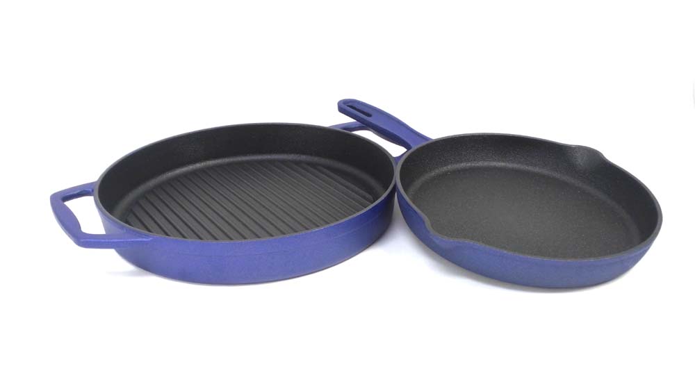 Neo 2pc Cast Iron Set 10 Fry Pan & 11 Grill Pan Set Oyster - The