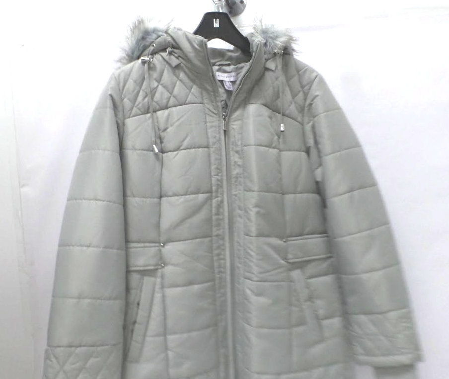 Susan Graver Quilted Puffer Jacket with Faux Fur Trimmed Hood Platinum ...