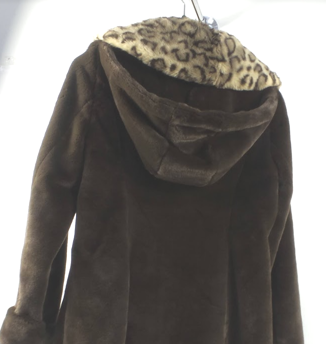 Dennis Basso Faux Fur Coat with Removable Hood and Collar Chocolate eBay