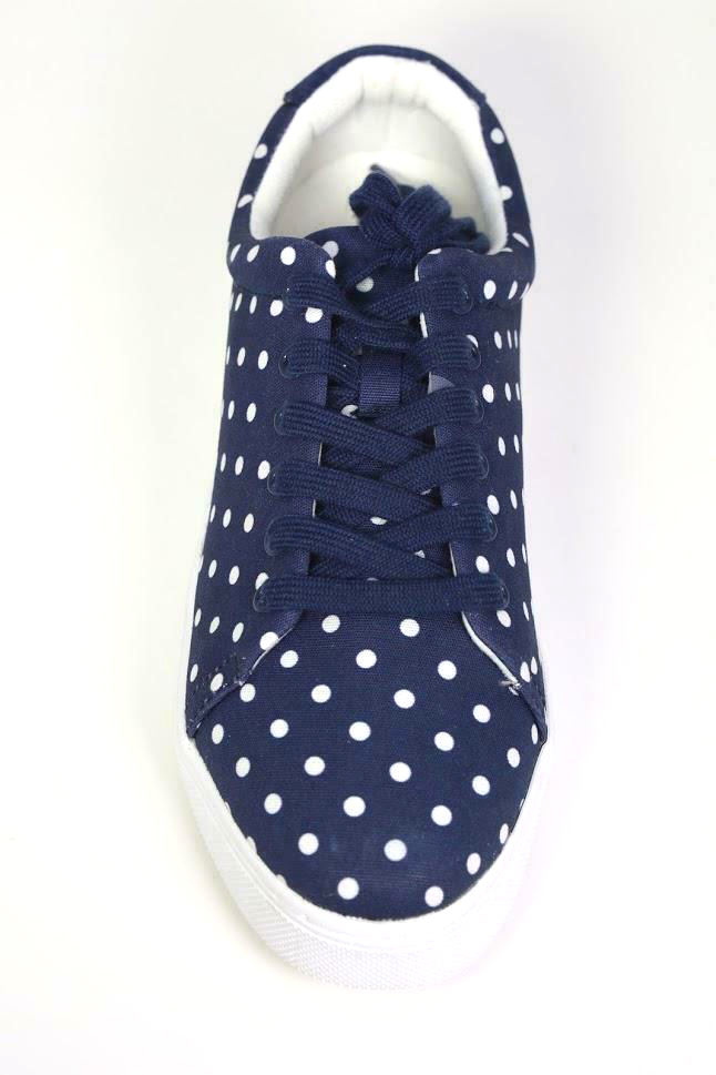 Isaac Mizrahi LaceUp Polka Dot Sneakers Navy eBay