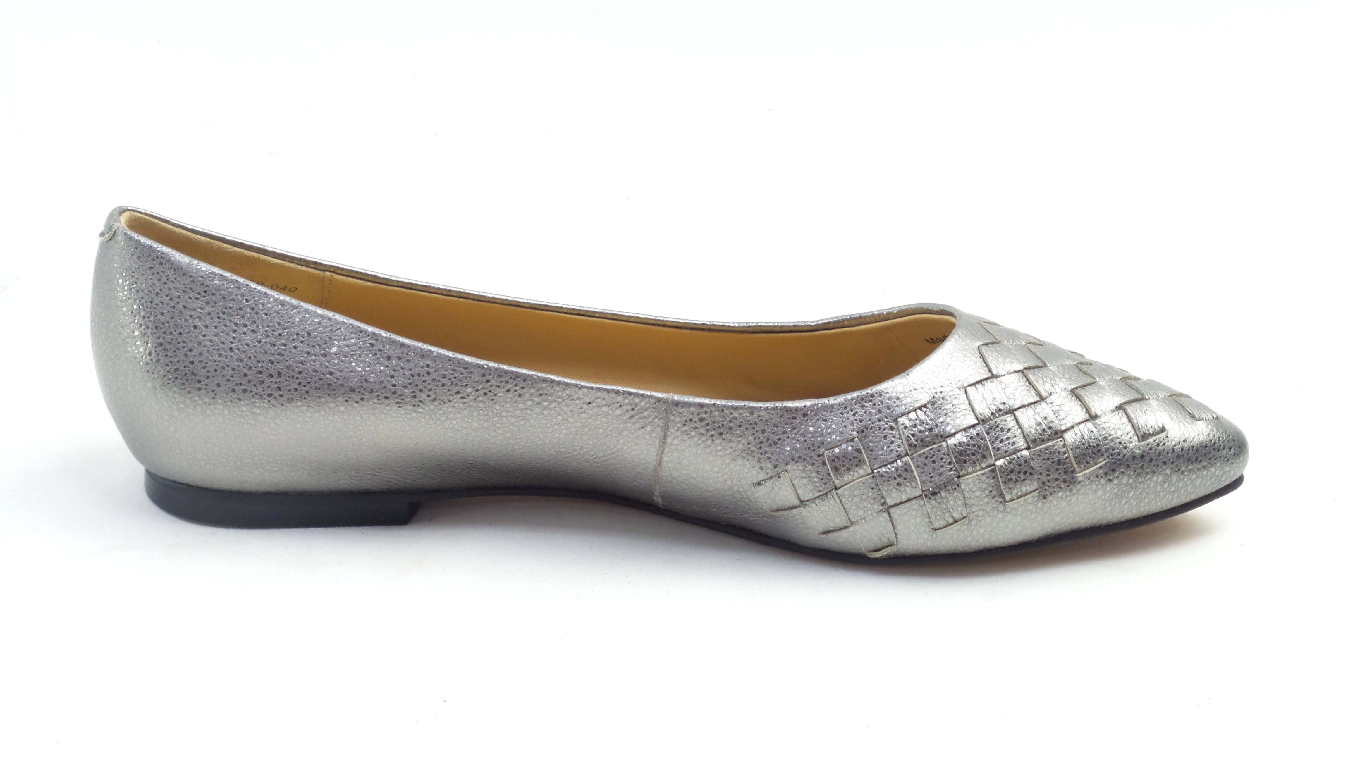 Trotters Pointed Toe Leather Flats Estee Woven Silver | eBay