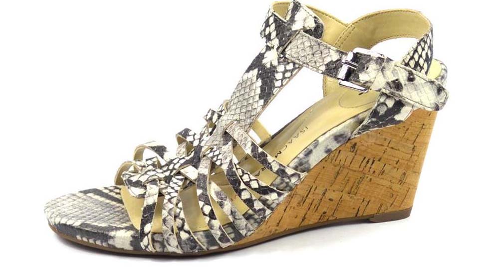 Isaac Mizrahi Leather Fisherman Wedge Sandals Snake | eBay