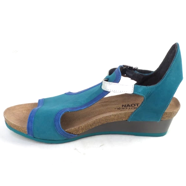 Naot Leather Wedge Sandals Fiona Teal/Blue | eBay