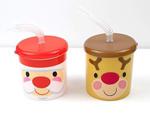 12 Cute Christmas Cups with Lids and Straws for Kids