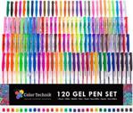 120 Gel Pens by Color Technik INDIVIDUALLY UNIQUE Best Colours On AMAZON, Glitter, Metallic, Neon Glitter, Special, Neon, Swirl Milky & Classics. Now With More Ink!