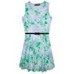 (13 Years, Green) Girls Skater Dress Kids Mini Floral Print Summer Party Dresses Age 7-13 Years