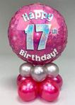 17th Birthday Pink and Silver Balloon Centrepiece