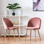 2 Pcs Pink Velvet Dining Chairs Make Up Chair Padded Seat Dining Room Kitchen BN